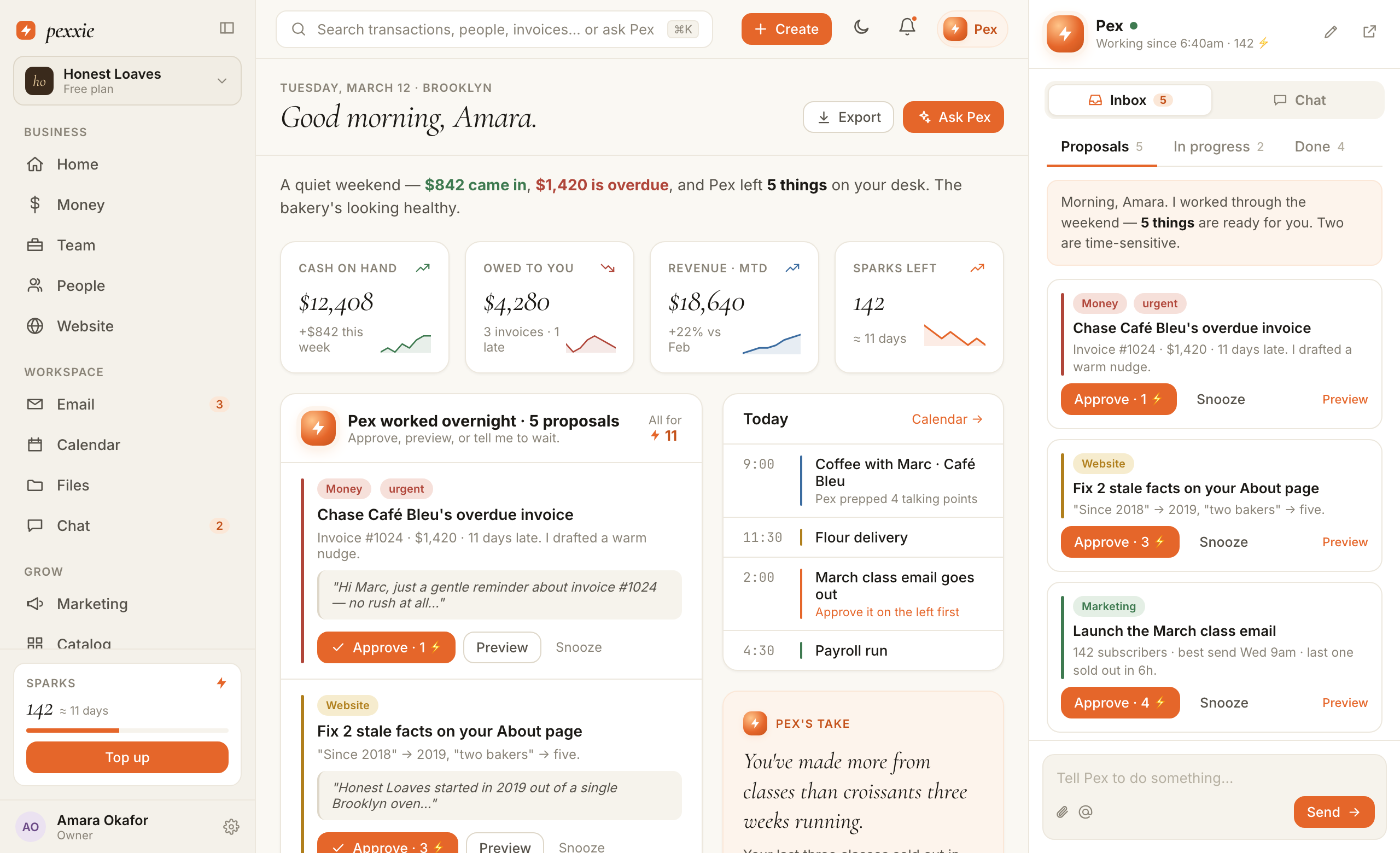 Pexxie dashboard preview